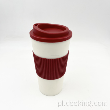 BPA darmowa plastikowa filiżanka kawy z rękawem 16 uncji 500 ml plastikowe filiżanki wielokrotnego użytku kawa z pokrywkami